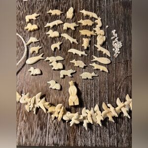 Native American Hand Carved Bone Sterling Fetish Necklace - Needs Restrung